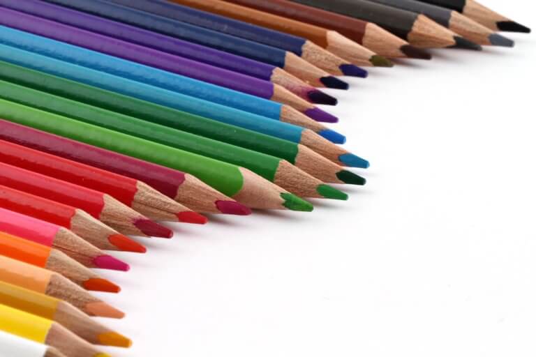 colored pencil crayones in wavy line